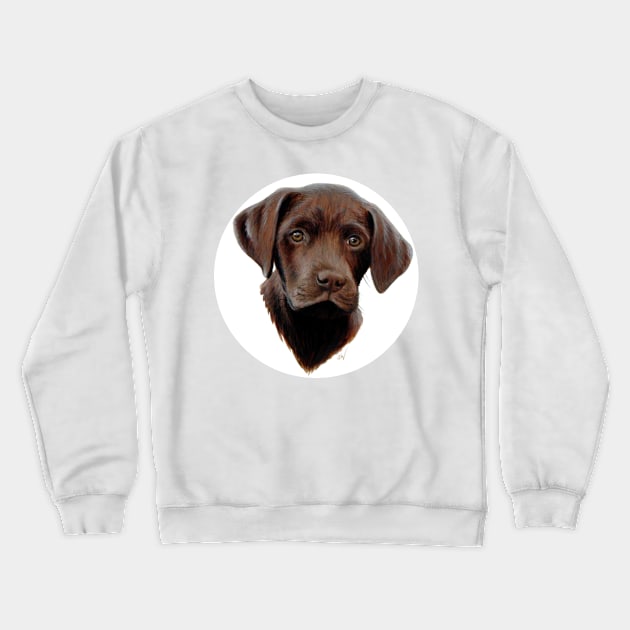 Chocolate Labrador Puppy Painting Crewneck Sweatshirt by Sandra Warmerdam